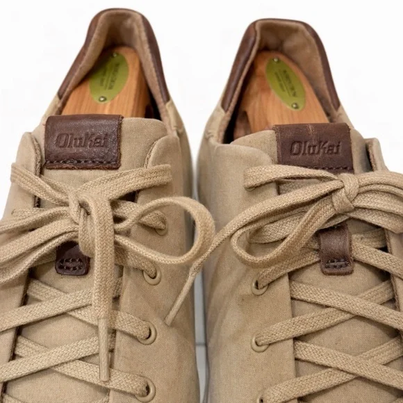 OluKai Lae‘ahi Li Sneakers Men’s 11.5 Tan Nubuck Casual Lace Up Comfort Shoes - Picture 4 of 7